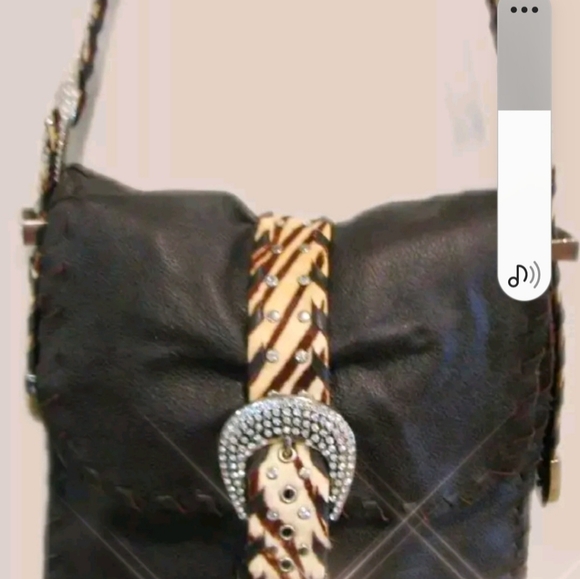 CHARM & LUCK NWD Zebra Calf Hair Brown Ltr Bag Vintage - Picture 12 of 12